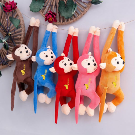 XIZHI 17" Monkey Stuffed Animal Hanging Doll Plush Toy with Hook & Loop Fasteners Gifts for Kids & Adults Home Decors (5 Colors)