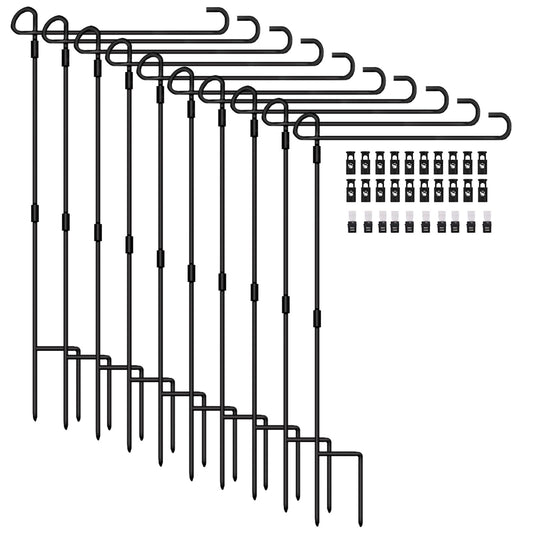 Garden Flag Stand Holder 10 Pack Garden Flag Pole13.5" for Width 12 x 18 Inches Flags with Anti-Wind Clip for Outdoor Garden Yard Lawn