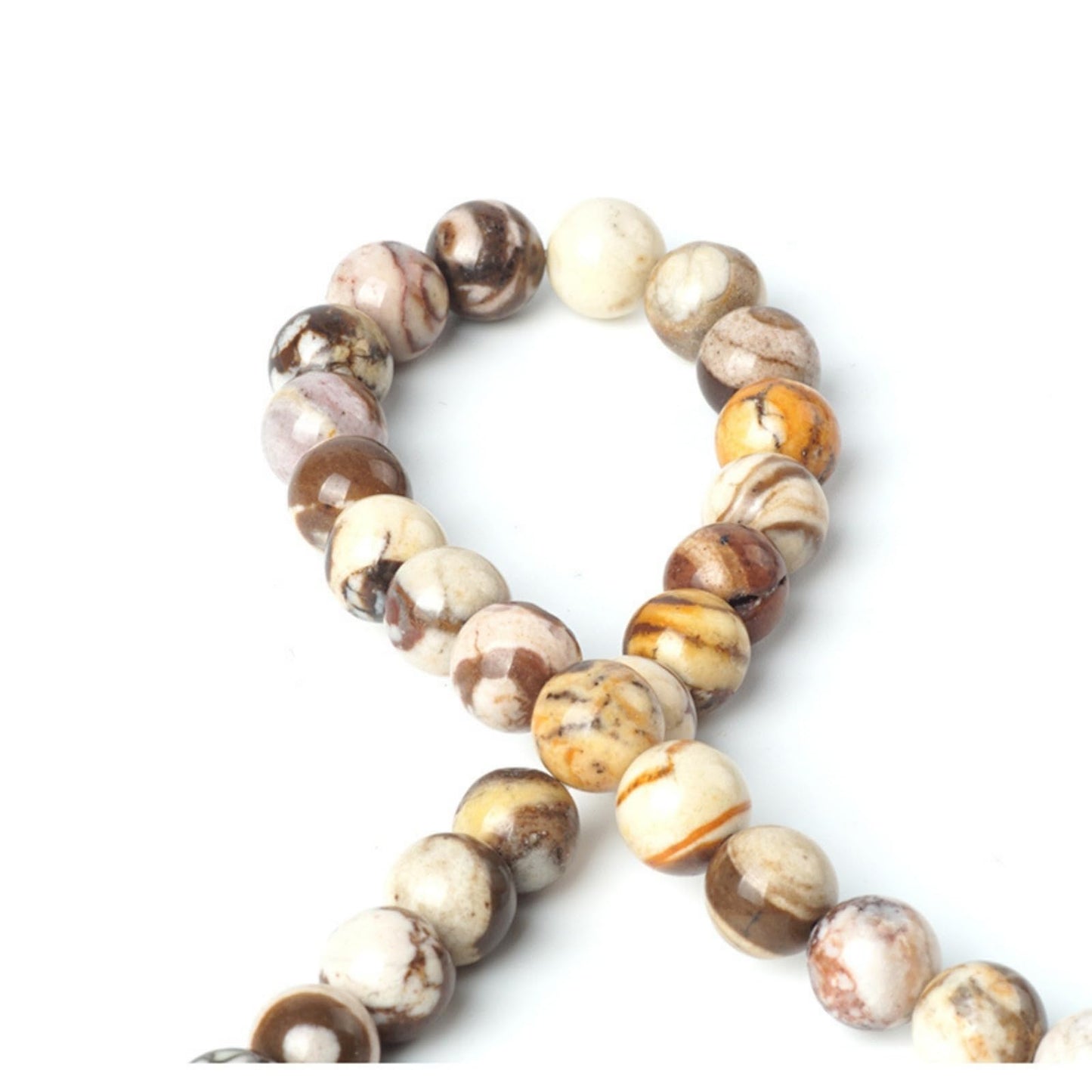 100Pcs Natural Stone 8mm Australia Zebra Round Loose Gemstone Energy Healing Beads Hole Size 1mm DIY Smooth Beads for Bracelet Necklace Earrings Jewelry Making