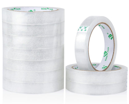 BOMEI PACK 10Rolls Clear Tape Refills for Dispenser, Transparent Gift Wrap Tape 3 Core Tape for Home, School and Office, 3/4inch x 50yds