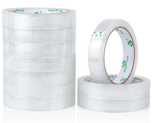 BOMEI PACK 10Rolls Clear Tape Refills for Dispenser, Transparent Gift Wrap Tape 3 Core Tape for Home, School and Office, 3/4inch x 50yds
