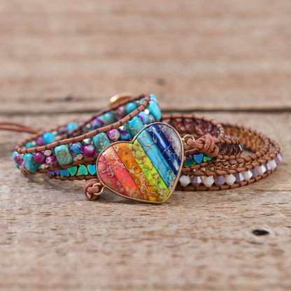 YGLINE Handmade Leather Wraps Bracelet Beads Yoga Bracelets Gemstone Healing Bracelets