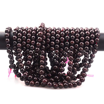 ICAI Beads 10mm Natural Garnet Gemstone Round Loose Stone Beads for Jewelry Making DIY Crafts Design 1 Strand 15" APPR.34-36pcs