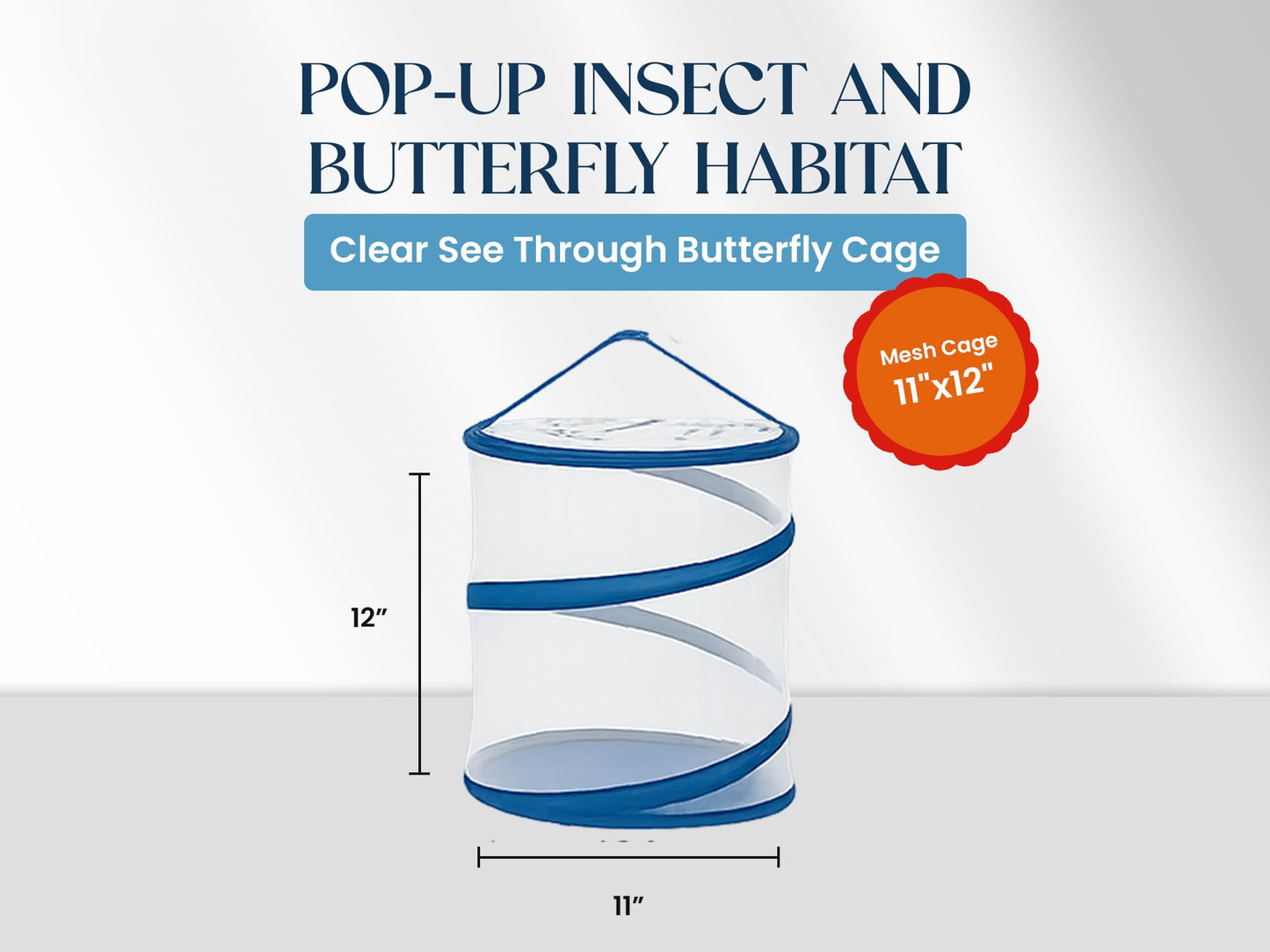 Pop-up Insect and Butterfly Habitat Mesh Cage 11"x12" Clear See Through Butterfly Cage