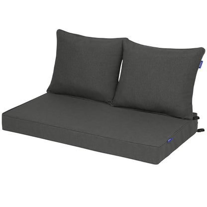 Outdoor Loveseat Cushion Set 44'' x 24'', Outdoor Cushions for Patio Furniture with Fastness Cover, Water Repellent Outdoor Seat Cushion and Couch Back Cushions for Bench, and Swing (Solid Dark Grey)