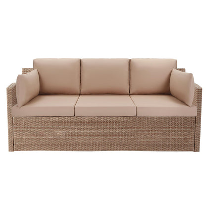 LYLNBYWK 8Pcs Outdoor Sectional Cushions, Replacement Cushions Wicker Rattan Sofa Patio Conversation Set, Waterproof, UV/Zipper, Beige