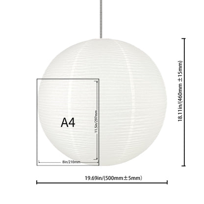 Henjjras White Round paper lamp shade 50cm(19Inch) Chinses Lantern Pendant Lamp Shade,Large Foldable Lampshade