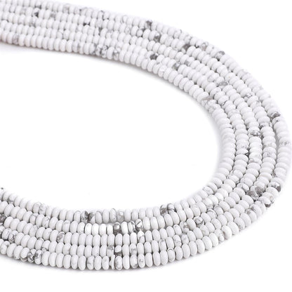 BEADIA Natural White Howlite Spacer Beads Caps Rondelle Disk Loose Beads for Beading Jewelry Making 4mmx2mm 38cm