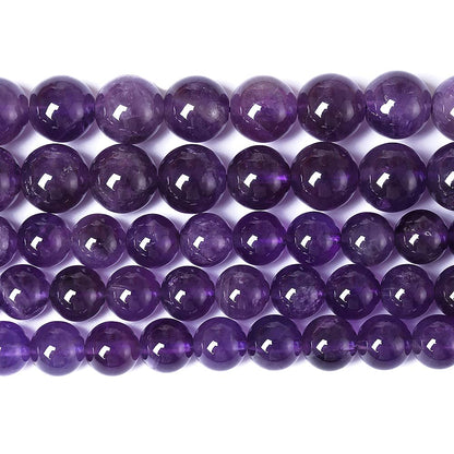 6mm 63pcs AAAAAA Natural Amethyst Purple Crystal Quartz Beads Gemstones Round Stone Beads for Jewelry Making DIY Women's Bracelet Necklace, Earrings