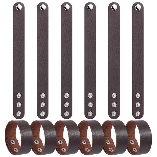 AHANDMAKER 12Pack Brown Leather Bracelets DIY Craft Wristbands Snap Kits PU Leather Snap Bracelets Wristband Craft for Men Women Jewelry Making Handmade Gifts Supplies