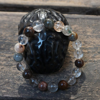 TaHLga Natural Green Ghost Phantom Quartz Bracelet, 10MM Round Beads, 7.5 Inches, Unisex Spiritual Jewelry