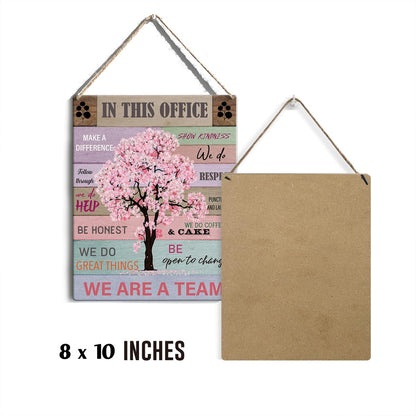 Let Them Office Quote Pink Tree Signs Wall Decor Desk Accessories Rustic in This Office Make a Difference Wooden Hanging Sign Decoration for Home Office Door 8 x 10