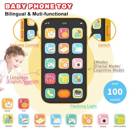Baby Phone Baby Keys Toys Set, Bilingual Play Phone and Toy Keys for Toddlers 1-3, Musical Early Learning Toys with Sounds Lights for 1 Year Old Boys Girls Infant Age 6+ Months