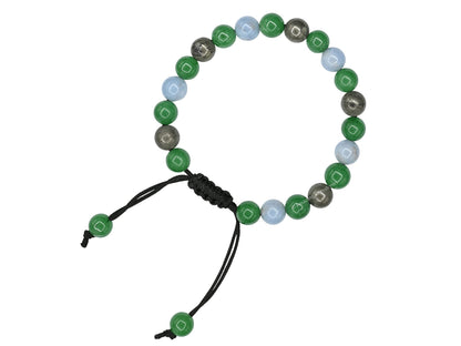Amazing Gemstone Motivational Bracelet for Women Men Manifestation - Pyrite Angelite Green Aventurine Bracelet for Healing Calming Anxiety Stress Relief Gifts Pulseras Para Hombres Mujer (Adjustable)
