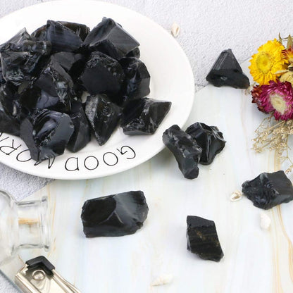 Fireboomoon 2lb/950g Rough Natural Black Obsidian Stones Raw Gemstone Crystal Rock for Cabbing,Tumbling,Cutting,Polishing,Lapidary,Wire Wrapping,Healing Reiki,Jewelry Making,Home Decoration(Black)