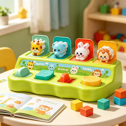 QXYXGS Pop Up Toys for 1 Year Old Boy Girl, Baby Interactive Animal Toy, Montessori Cause and Effect Learning Game, Fine Motor Skills Development, Birthday Gift for 6-12 12-18 Months Toddlers Green