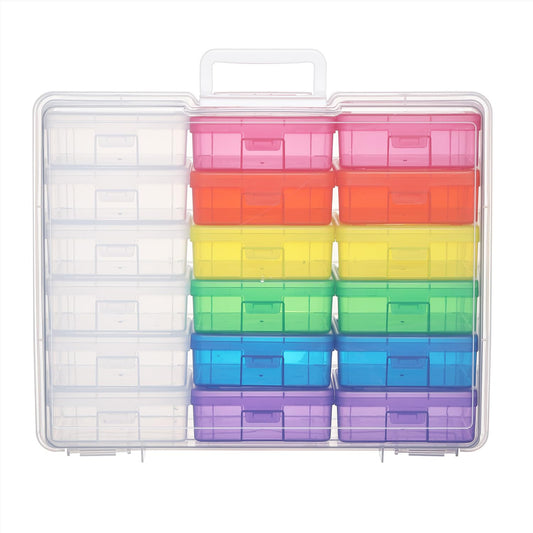 Party Club of America Plastic Storage Box Arts & Crafts Storage Boxes & Organizers With Large Storage Box Small Rectangular Plastic Container For Craft Storage (12 Color+6 Clear-Small)