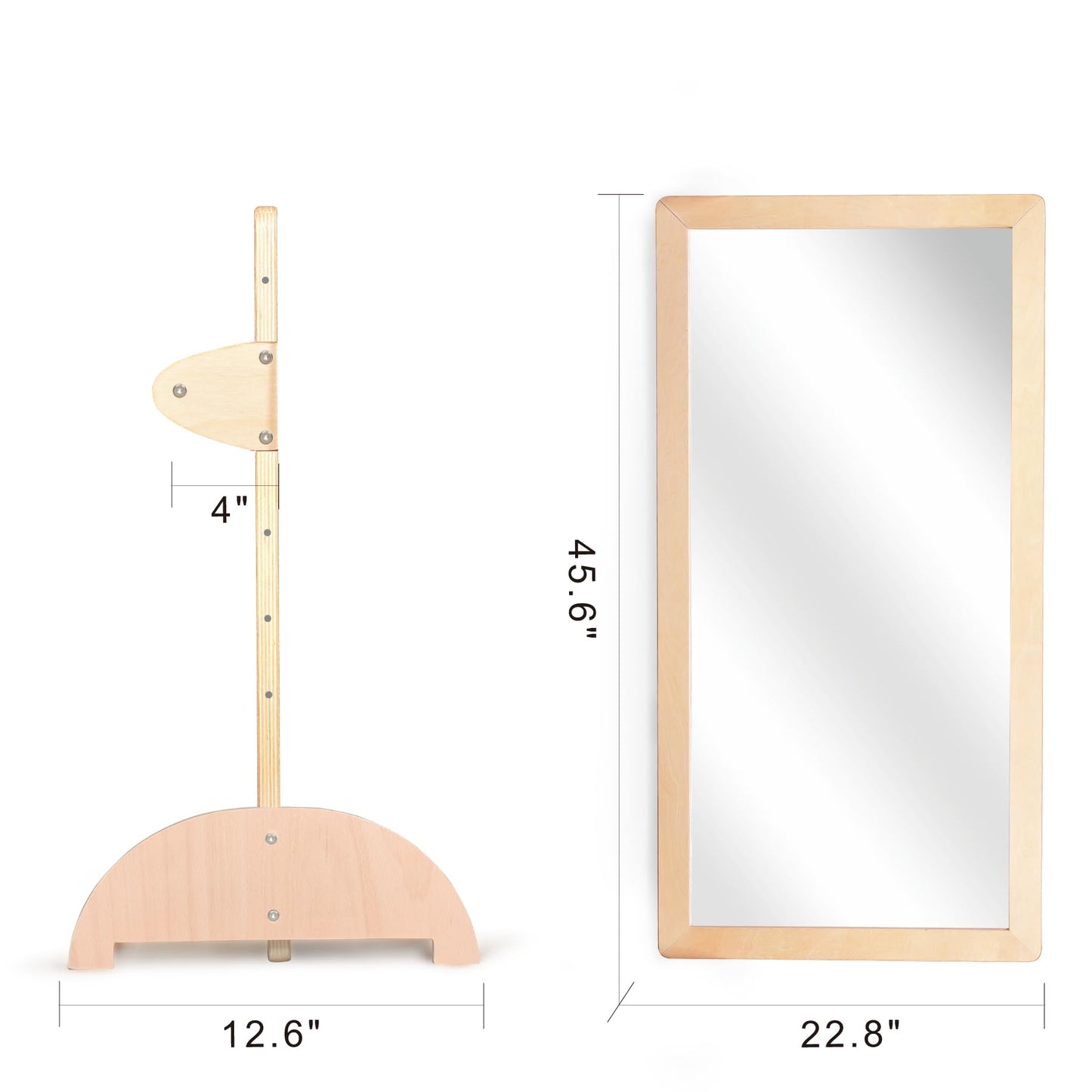 KRAND 3-Position Montessori Wood Frame Non-Shatter Safety Pull Up Bar Baby Big Mirror Set, Infant Coordination Mirror, Kids Classroom Furniture for Daycare, Homeschool or Preschool