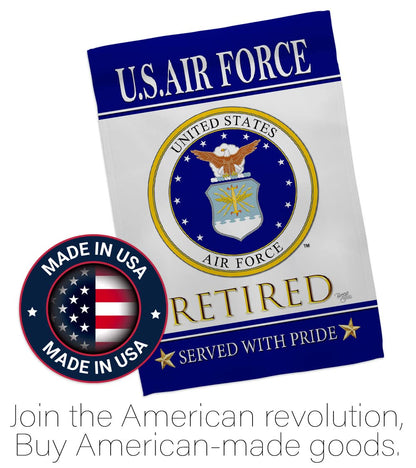 US Air Force Retired Garden Flag - Armed Forces USAF United State American Military Veteran Retire Official - House Decoration Banner Small Yard Gift Double-Sided Made in USA 13 X 18.5