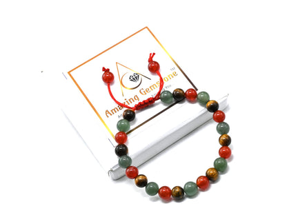 Amazing Gemstone Leo Zodiac Crystal Bracelet - Carnelian Tiger Eye Green Aventurine Birthstone Bracelets Women Men Healing Calming Anxiety Stress Relief Gifts (Adjustable)