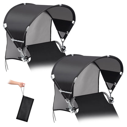 Universal Wind-Resistant Chair Umbrella Canopy, Foldable Portable UPF 50+ Sun Shade Attachment with Adjustable Clamp, Fits Most Beach, Outdoor, Camping, Lawn, Zero Gravity Chairs, Wheelchairs, 2 Pack