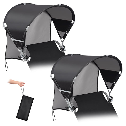 Universal Wind-Resistant Chair Umbrella Canopy, Foldable Portable UPF 50+ Sun Shade Attachment with Adjustable Clamp, Fits Most Beach, Outdoor, Camping, Lawn, Zero Gravity Chairs, Wheelchairs, 2 Pack
