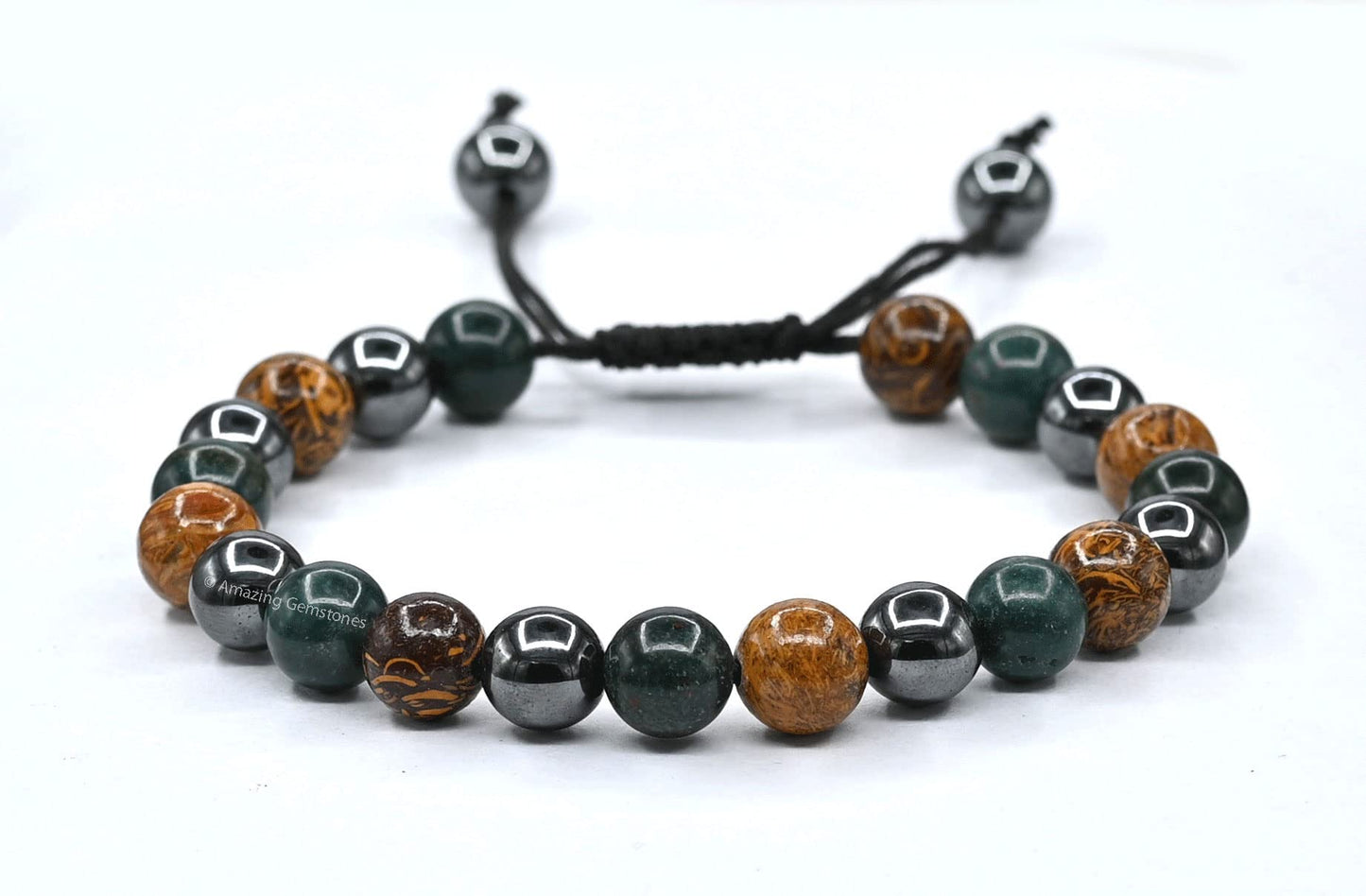 Amazing Gemstone Bracelet for Pregnant Mom Daughter - Hematite Mariyam Jasper Bloodstone Bracelet Set for Men Women Healing Calming Anxiety Stress Relief Gift Pulseras Para Hombres Mujer (Adjustable)
