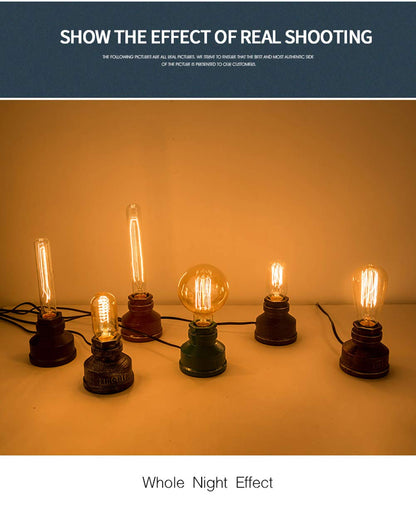 XIHOME Vintage American Village Style Desk Light Creative Table Lamp Iron Steel Water Pipe Table Night Lights,Rustic Loft Industrial Steampunk Retro Base E26 Holder Fitting Lighting Fixture LED Edison
