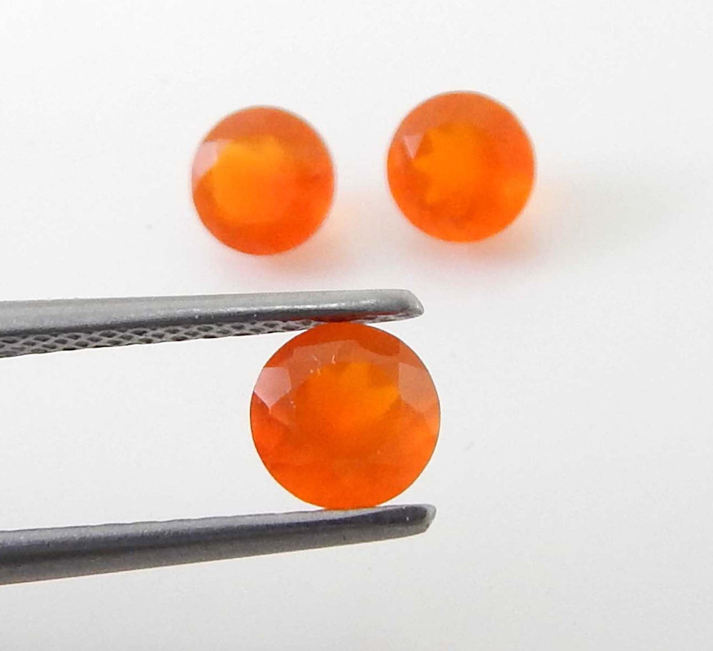 Myhealingworld Natural Carnelian 5mm round faceted brilliant cut AAA quality loose calibrated gemstones for jewelry making (BOX 1 - (Carnelian Round 5MM = 3 Stone)