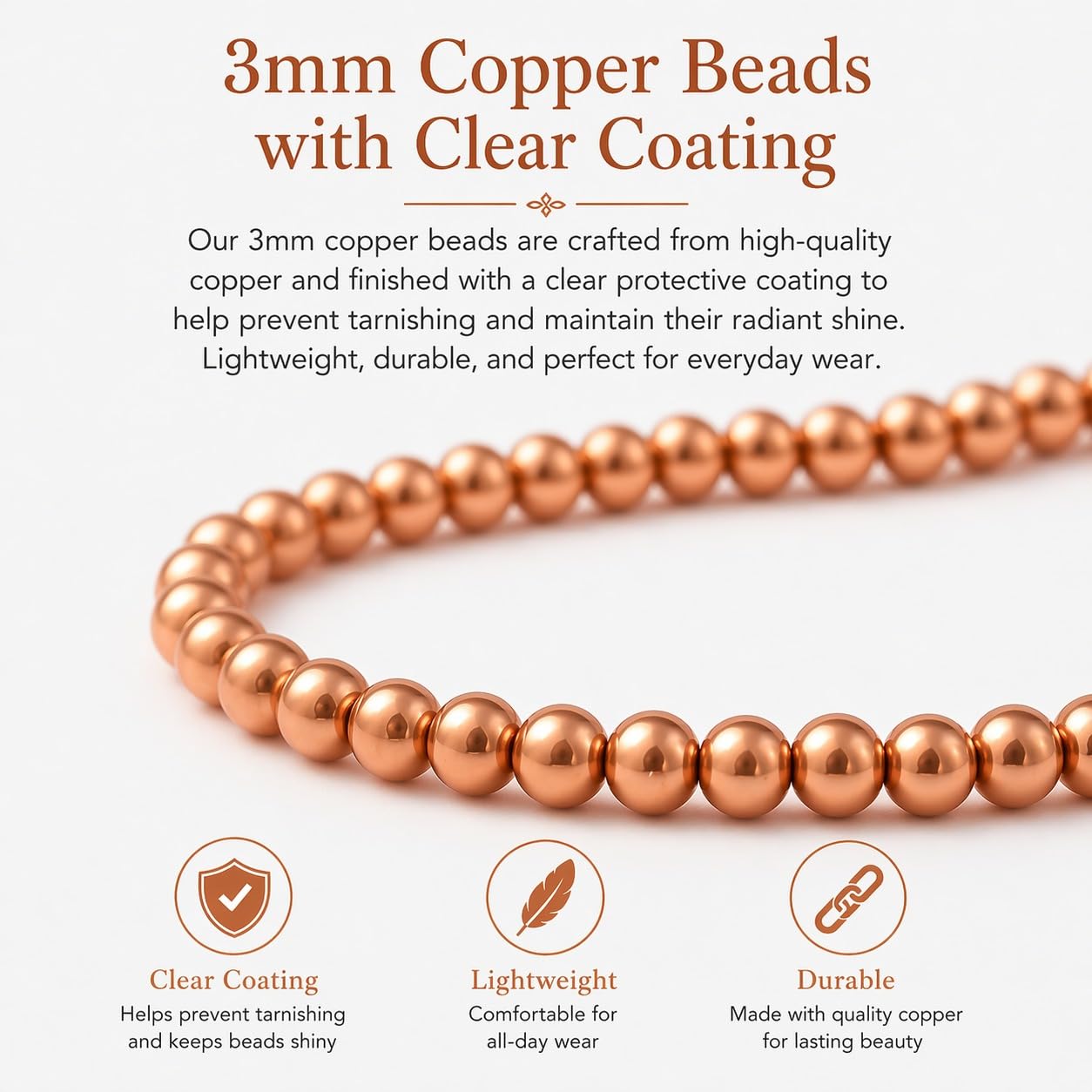 The Blue Yogi Natural Copper Bead Bracelet for Men & Women – Healing Crystal Energy Bracelet for Protection, Wealth & Positivity