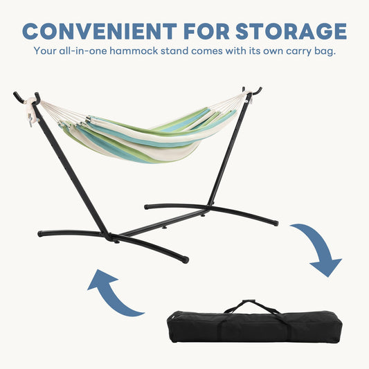 DUMOS Hammock Stand Only, Heavy Duty Hammock Stands for Double 2 Person, Portable Steel Stand for Outside Garden Backyard Patio Pool Beach with Carrying Case