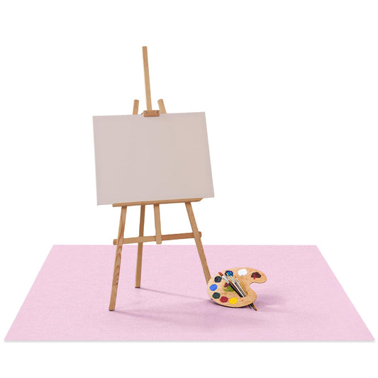 Drydiet 55x55 Inch Extra Large Craft & Painting Floor Mat - Waterproof Non-Slip PVC Art Rug, Floor Protector for Easel Painting Pottery Messy Projects, Washable Roll-up Spill Mat(Pink, Plain)