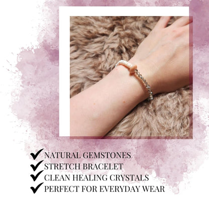 Handmade Jewelry: Crystal Bracelets for Women with Natural Gemstones - Boho Gifts by IMEL Studio (Delicate Coral Moon for consciousness and intuition)