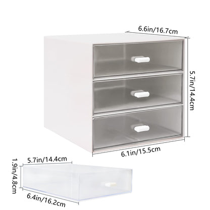 Zuiaso Desk Organizer with Drawer, Desk Storage Box, Plastic Office Stationery Supplies Organizers, Desktop Organizer for Office School Home (3 drawer, White)