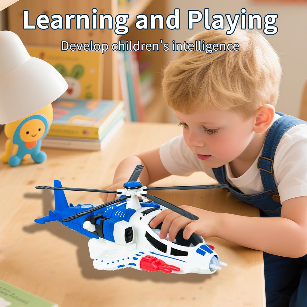 Helicopter Toy for Kids,Boys with Lights and Sounds, Kids Play Airplane, 360°Freedom and Operated Automatic Plane,Airplane Toys for 3 4 5 6 Year Old Up Toddler Boys Girls Birthday Party Favors(Blue)