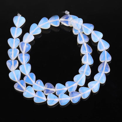 GEM-Inside 10mm Heart Charms White Cream Opalite Beads for Jewelry Making Full 15" Strand Power Energy Healing Chakra Stone Beads