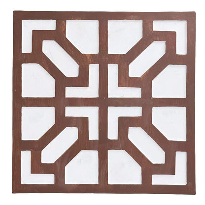 2 Pack Square Stepping Stones, 10” Cement Garden Path Stones in Moroccan Tile Design, Modern Geometric Outdoor Patio Decor, Weather-Resistant (Sahara Clay)