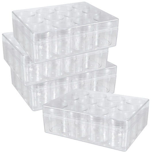 SEHOI 4 Pack 12 Grid Clear Plastic Jewelry Box Organizer,5D Diamond Embroidery Painting Accessories Storage Box,Small Bead Storage Containers for Bead Gem Nail Glitter Slime