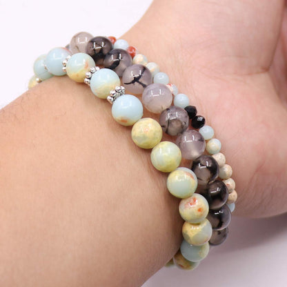 UEUC Tree of Life Yoga Healing Stone Bracelets,Multilayer Lotus Chakra Stone Reiki Bracelet Sets,Anxiety Crystal Natural Stone,for Women Stress Relief