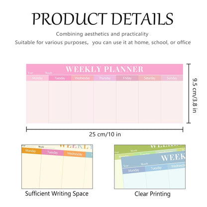 120 Sheets Weekly Planner Notepad Weekly Calendar Pad 3.8x10 Inch-Colorful Weekly to Do List Notepad Desk Schedule for Student Planner