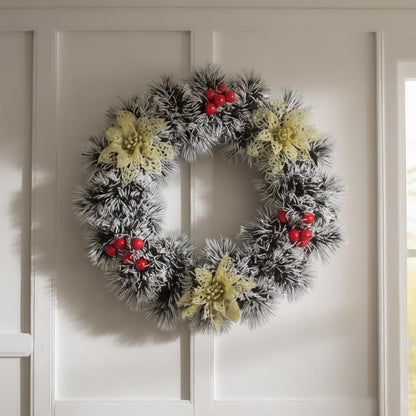 Christmas Wreath for Front Door, Pinecone Ornaments Wreath for Winter Tree, Holiday Party Decorations