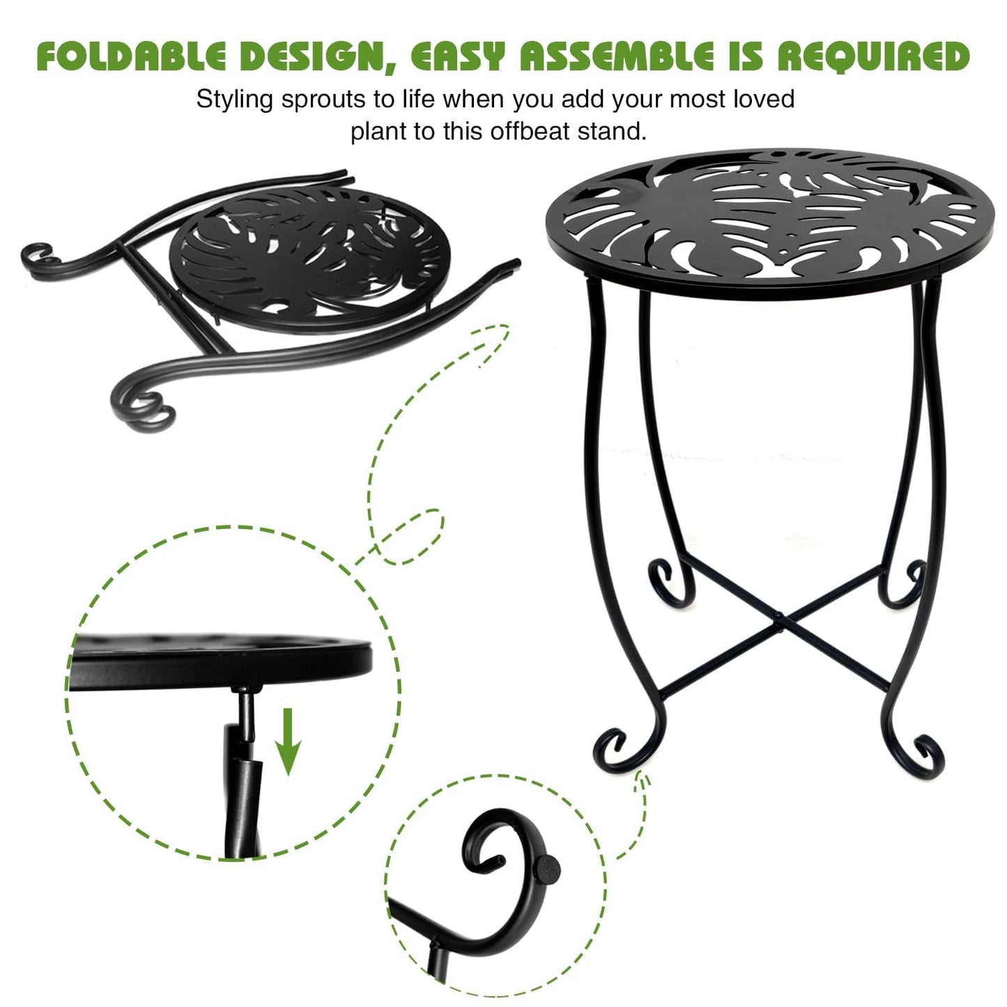 Small Side Tables for Small Space, 2 Pack Metal Outdoor Indoor Side Table, Weather Resistant Mini Metal Round Side Table Pool Chair Side Table for Patio Yard Porch Balcony Garden Bedside, Black