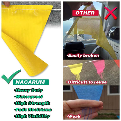 NACARUM Yellow & White & Green Pennant Banner Flags | OSHA 500lb Rated | Strand Fade Resistant 【102FT】