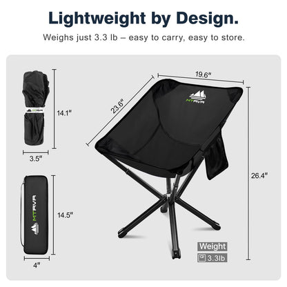 MTRVR Lightweight Folding Camping Chair — Compact One-Piece Design, Quick Setup, Stable Aluminum Frame, Portable Chair for Travel, Hiking & Short Outdoor Breaks