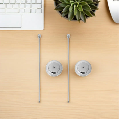 VANZACK 2Pcs Silver Desk Flag Holder Table Banner Stand Stainless Steel Pole with Plastic Base for Office Prom Party Signs 12.99In