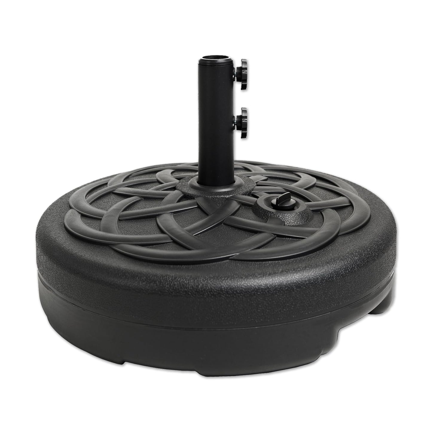Helios&Hestia 112 lb Heavy Duty Round Umbrella Base, Plastic Water and Sand Fillable Outdoor Stand Weight for Patio Market Table Umbrella, Black