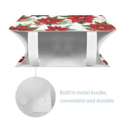 Viewamoon Christmas Floral Tissue Box Cover Rectangle Leather Soft Fabric Paper Holder Box Easy to Install 9x5x5 Cube Cover for Bathroom Deocration