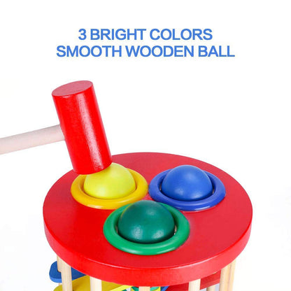 AVIUDHE Wooden Ball Drop Toy Kids Pounding Bench Hammer Pound Roll Ramp Toys Children Educational Montessori Gift for 3 4 5 Years Old Babies and Toddlers