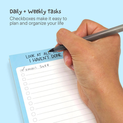 Sleazy Greetings Funny To Do List Notepad (4 Large Notepads) - 5 x 7-Inches Sarcastic Memo Pad Grocery Lists Note Pads - Funny Teacher Office Coworker Gifts for Women