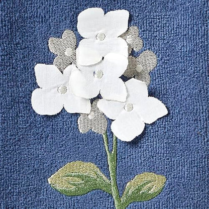 SKL Home Farm Hydrangea 100% Cotton 3D Embroidered 2pc Hand Towel Set, Decorative for Bath/Kitchen/Bar & Gift, Blue